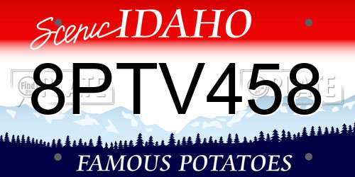8PTV458 Idaho License Plate