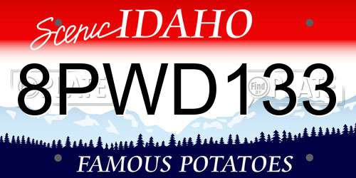 8PWD133 Idaho License Plate