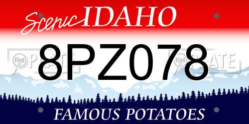 8PZ078 Idaho License Plate
