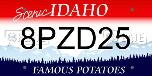 8PZD25 Idaho License Plate