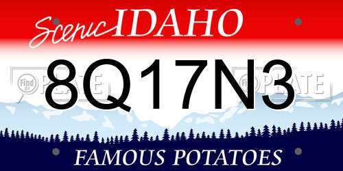 8Q17N3 Idaho License Plate