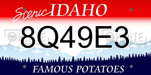 8Q49E3 Idaho License Plate
