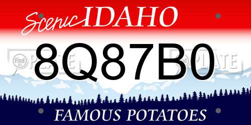 8Q87B0 Idaho License Plate