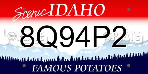 8Q94P2 Idaho License Plate