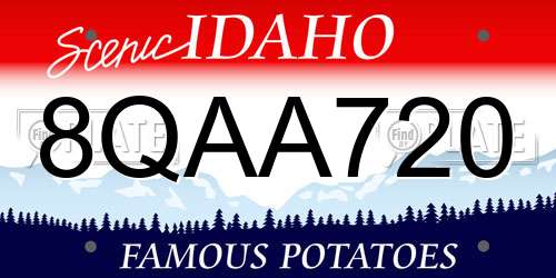 8QAA720 Idaho License Plate