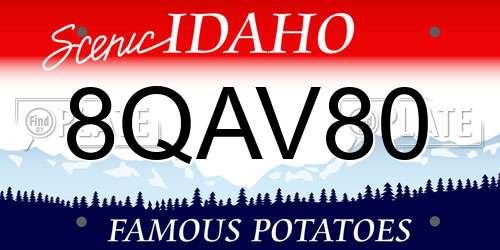 8QAV80 Idaho License Plate
