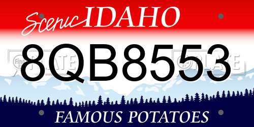8QB8553 Idaho License Plate