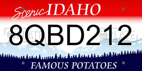 8QBD212 Idaho License Plate