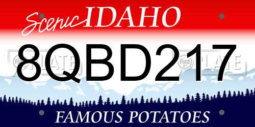 8QBD217 Idaho License Plate