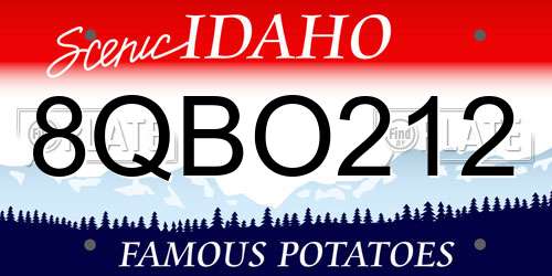 8QBO212 Idaho License Plate