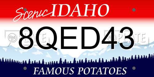8QED43 Idaho License Plate