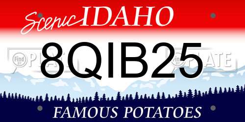 8QIB25 Idaho License Plate