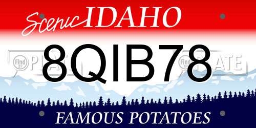 8QIB78 Idaho License Plate