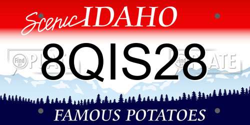 8QIS28 Idaho License Plate