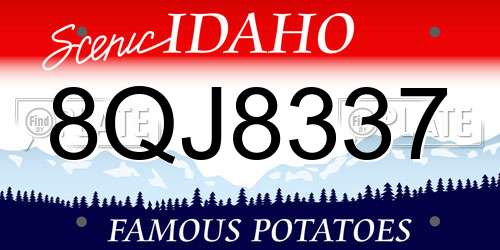 8QJ8337 Idaho License Plate