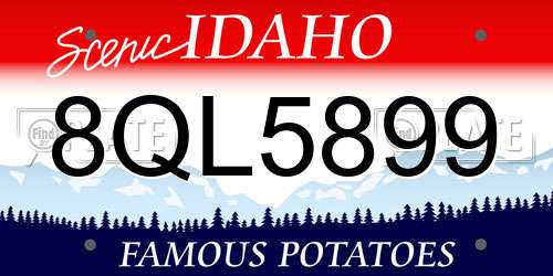 8QL5899 Idaho License Plate