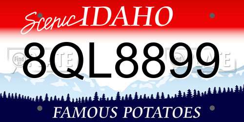 8QL8899 Idaho License Plate