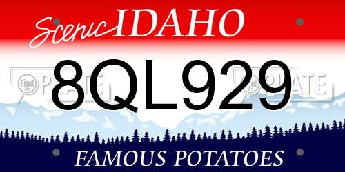8QL929 Idaho License Plate