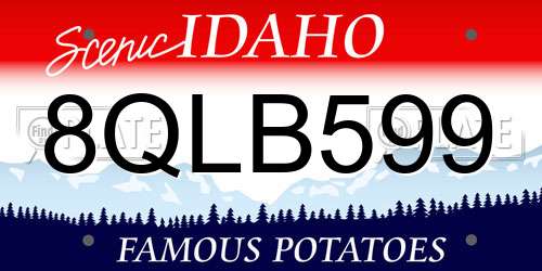 8QLB599 Idaho License Plate