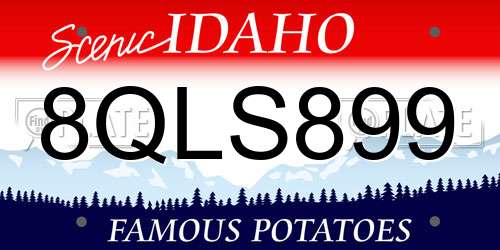 8QLS899 Idaho License Plate