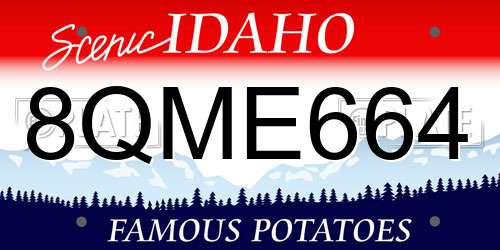 8QME664 Idaho License Plate