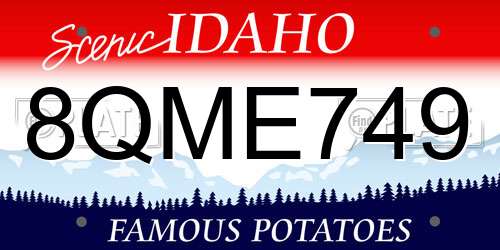 8QME749 Idaho License Plate