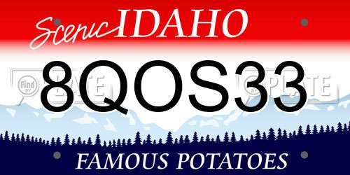8QOS33 Idaho License Plate