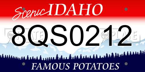 8QS0212 Idaho License Plate