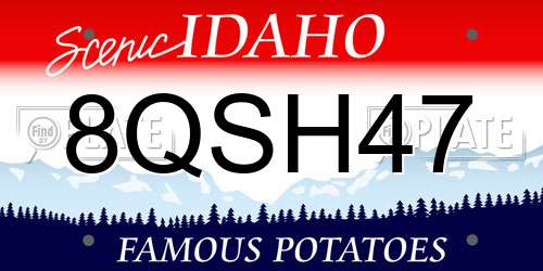 8QSH47 Idaho License Plate