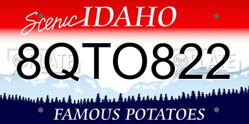 8QTO822 Idaho License Plate