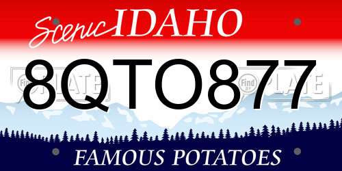 8QTO877 Idaho License Plate