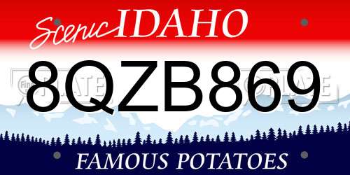 8QZB869 Idaho License Plate