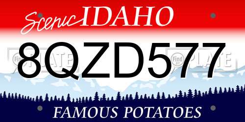 8QZD577 Idaho License Plate