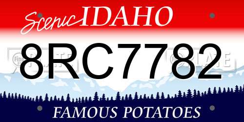 8RC7782 Idaho License Plate