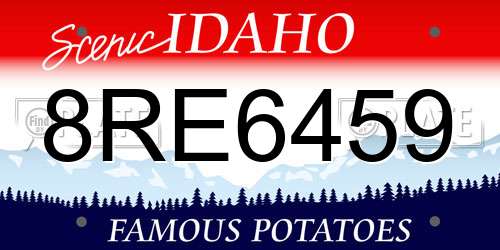 8RE6459 Idaho License Plate
