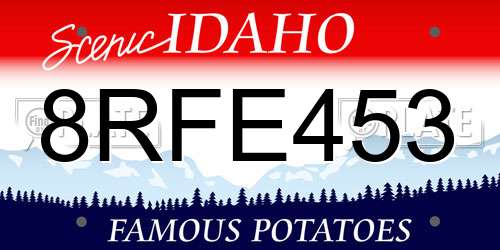 8RFE453 Idaho License Plate