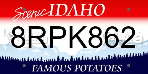 8RPK862 Idaho License Plate