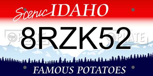 8RZK52 Idaho License Plate