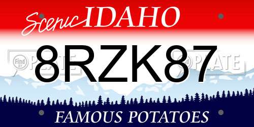 8RZK87 Idaho License Plate