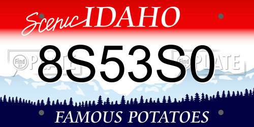 8S53S0 Idaho License Plate
