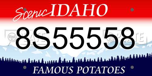 8S55558 Idaho License Plate