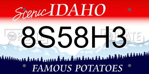 8S58H3 Idaho License Plate