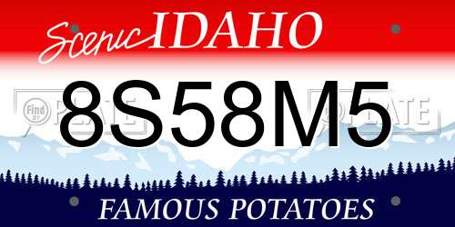 8S58M5 Idaho License Plate