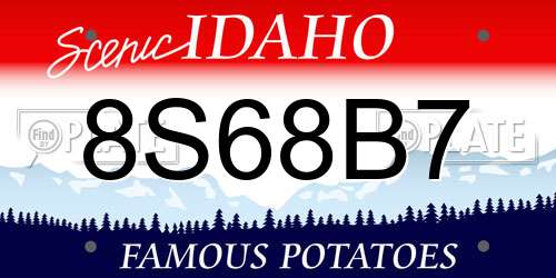 8S68B7 Idaho License Plate