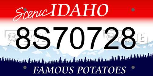 8S70728 Idaho License Plate