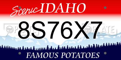 8S76X7 Idaho License Plate