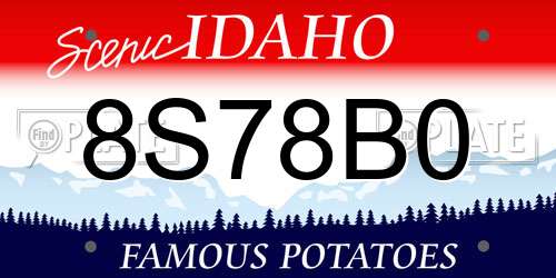 8S78B0 Idaho License Plate