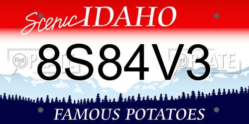 8S84V3 Idaho License Plate