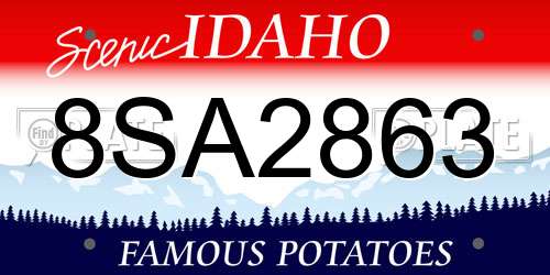 8SA2863 Idaho License Plate