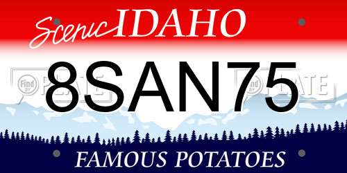 8SAN75 Idaho License Plate